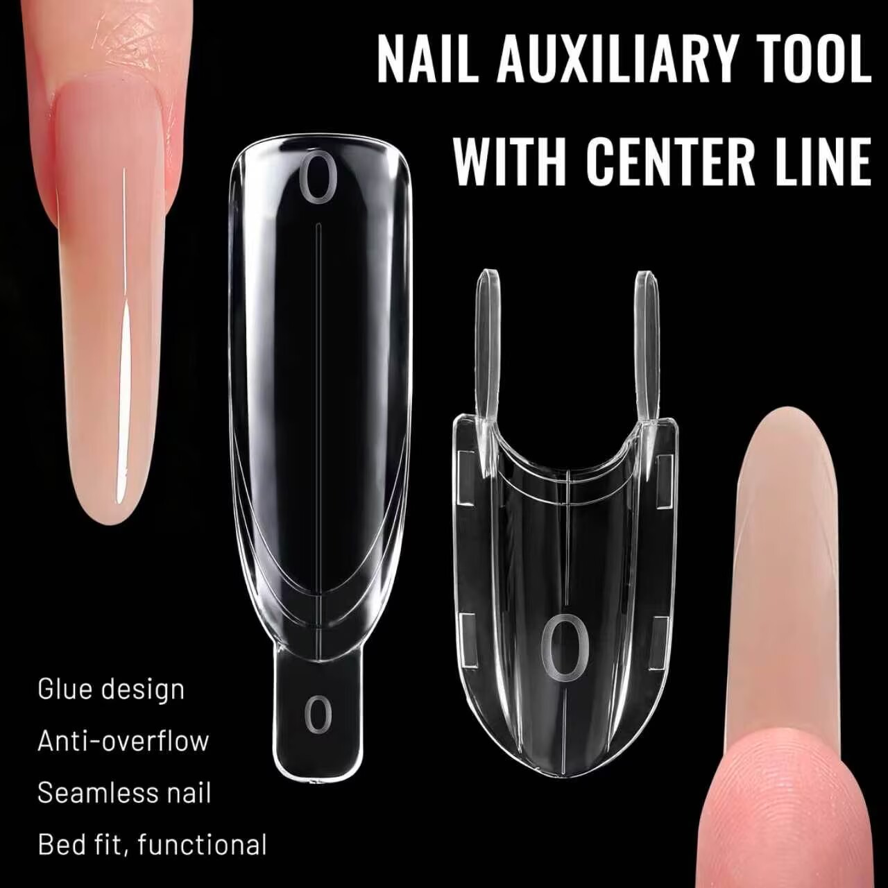120PCS/BOX Sandwich Short Oval Crystal Nail Tips Extension Form